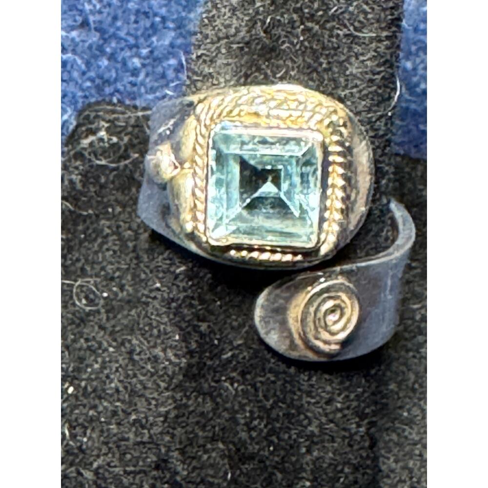 925 Sterling Native American Bypass Ring Topaz Stone Size 7